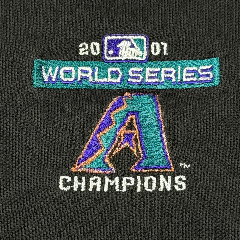 VTG Arizona Diamondbacks 2001 WS Champions Polo Shirt Mens XL Black Antigua - Picture 5 of 8